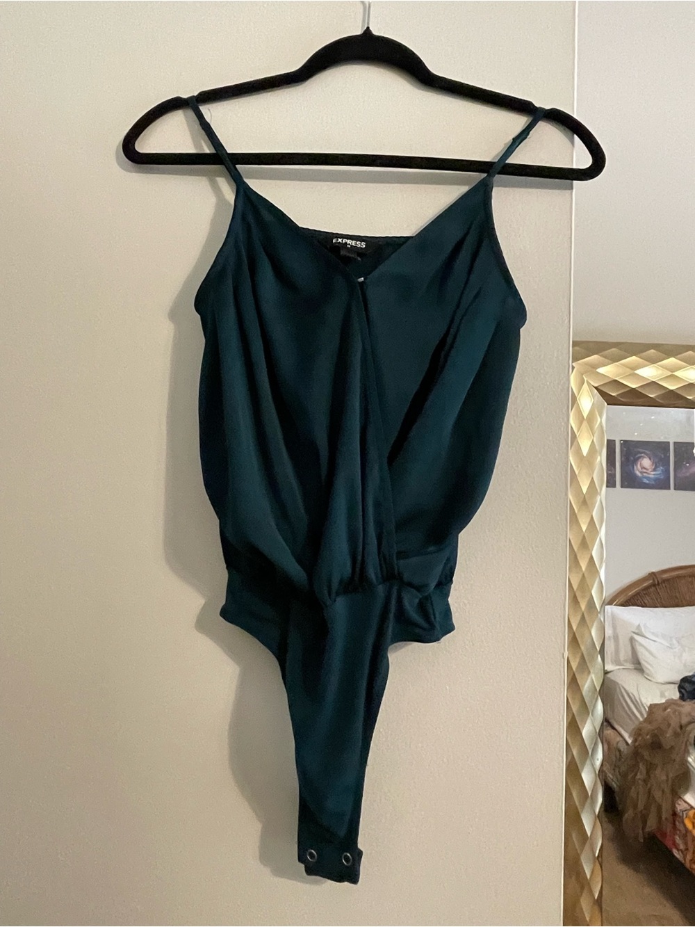 Express Teal Satin Camisole Bodysuit